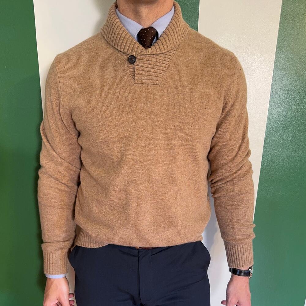 Brooks Brothers Italian Lambswool Shawl Collar Sweater